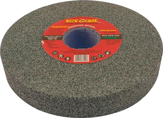 Grinding Wheel 150 X25 X32 Mm Bore Coarse 36 Gr W/Bushes For B/G Green - Livestainable.co.za