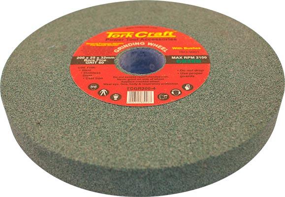 Grinding Wheel 200 X25 X32 Mm Bore Fine 60 Gr W/Bushes For B/G Green - Livestainable.co.za