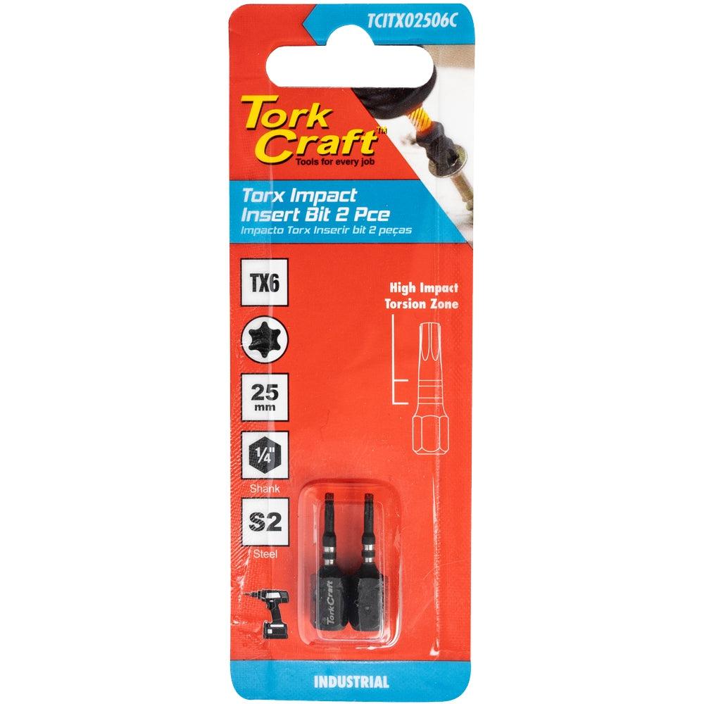 Torx Tx 6 Impact Insert Bit 25 Mm 2 Pc Carded - Livestainable.co.za