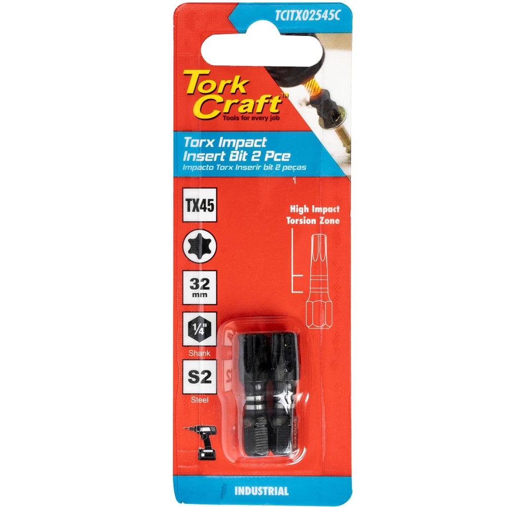 Torx Tx 45 Impact Insert Bit 25 Mm 2 Pc Carded - Livestainable.co.za