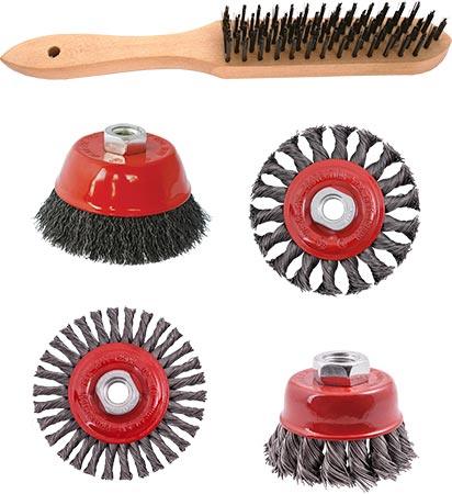 Wire Brush Angle Grinder Kit M14 Crimped & Knotted Set 5 Pce Hand Brush - Livestainable.co.za