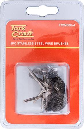 Wire Brushes Mini 5 Pc Stainless Steel 3.2mm Shaft Assorted Shapes - Livestainable.co.za