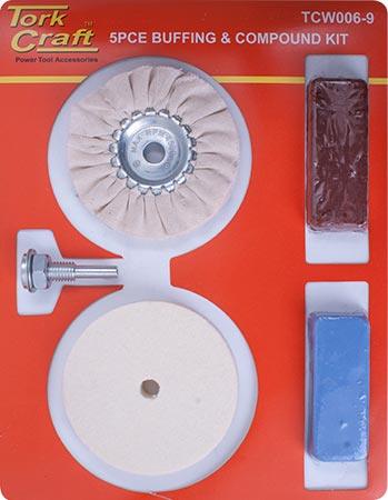 Polishing Buffing & Compound Kit 5 Pce With Felt Buff For Drill - Livestainable.co.za