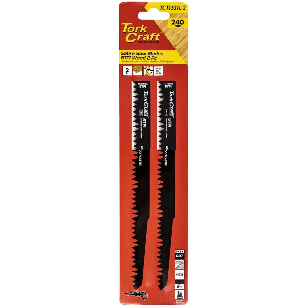 Sabre Saw Blade 240 X 5 Mm 5 Tpi Wood 2 Pc - Livestainable.co.za