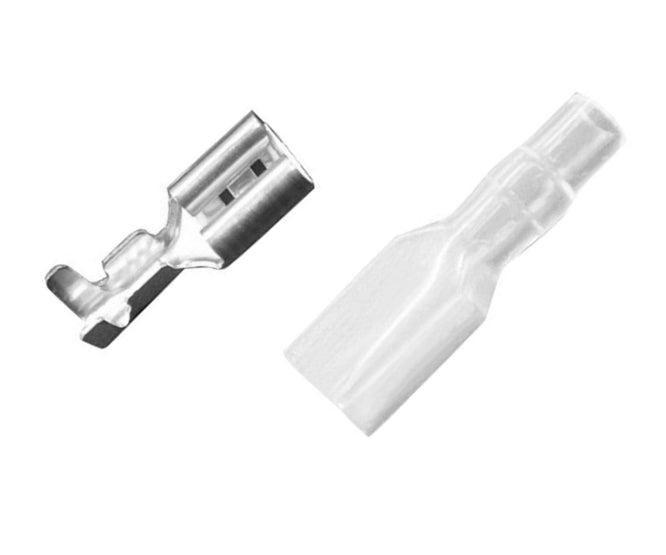 Terminal Un Ins Nickel Plated 6.35mmx0.8 Fem With Clear Cover 210039