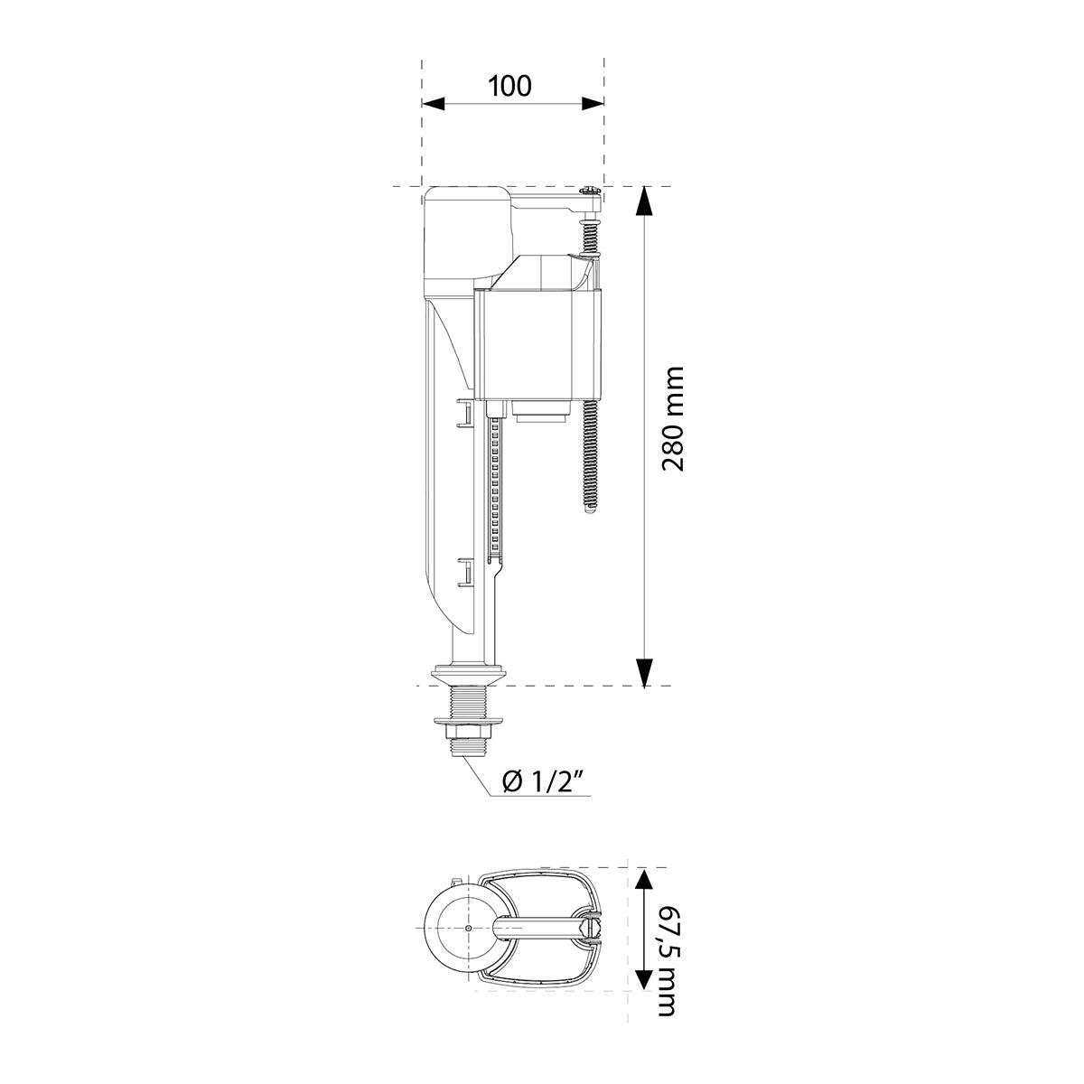 Wirquin Valve Jollyfill Bottom Inlet 1/2 (Boxed) - Livestainable.co.za