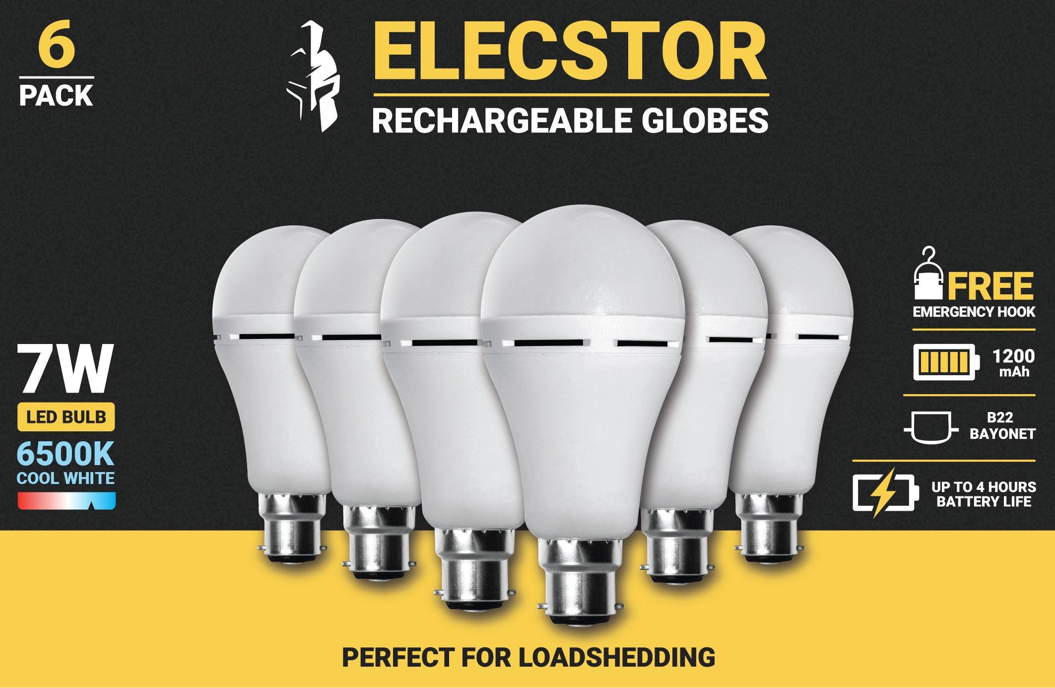 Elecstor B22 7 W Rechargeable Cool White 6 Pack - Livestainable.co.za