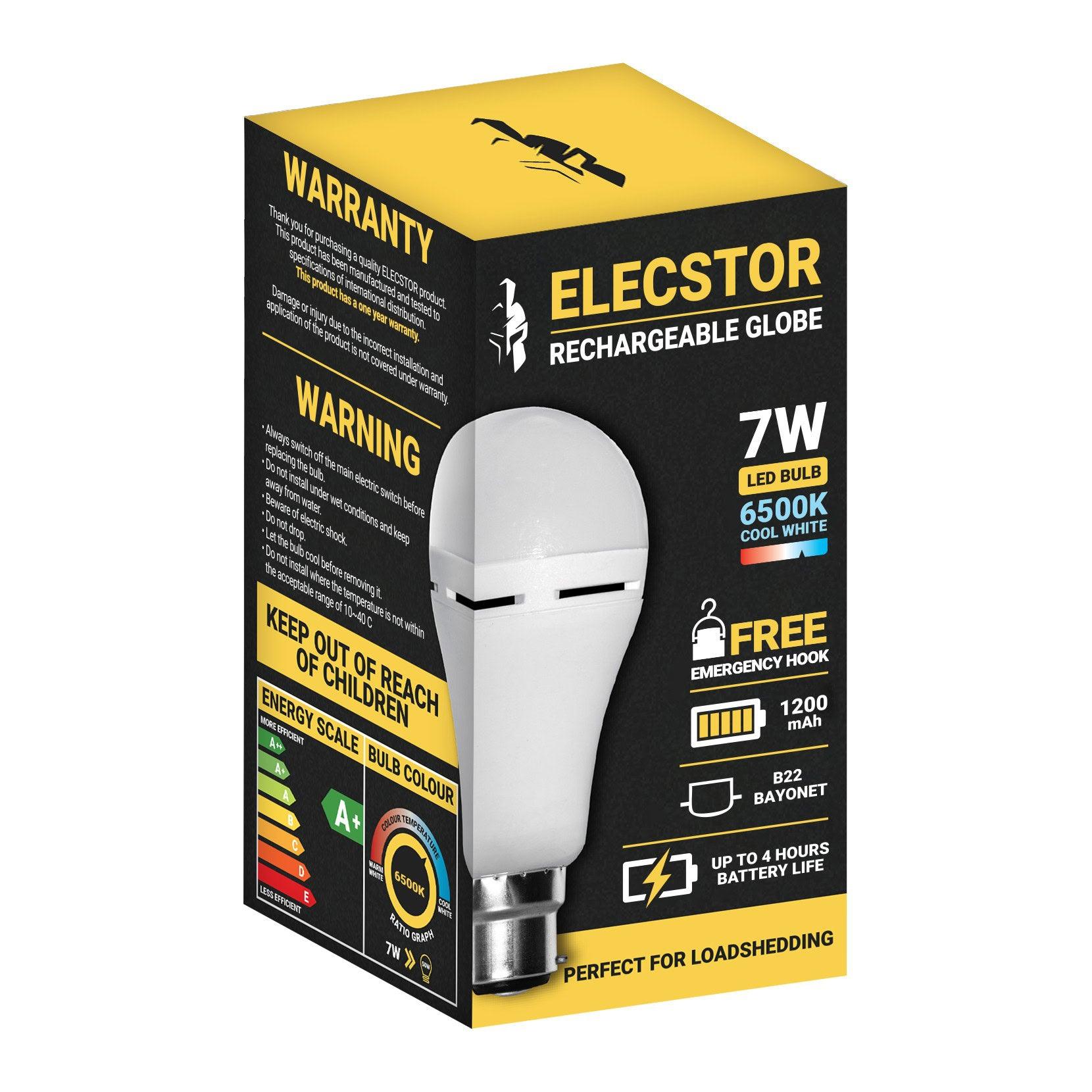 Elecstor B22 7 W Rechargeable Cool White - Livestainable.co.za