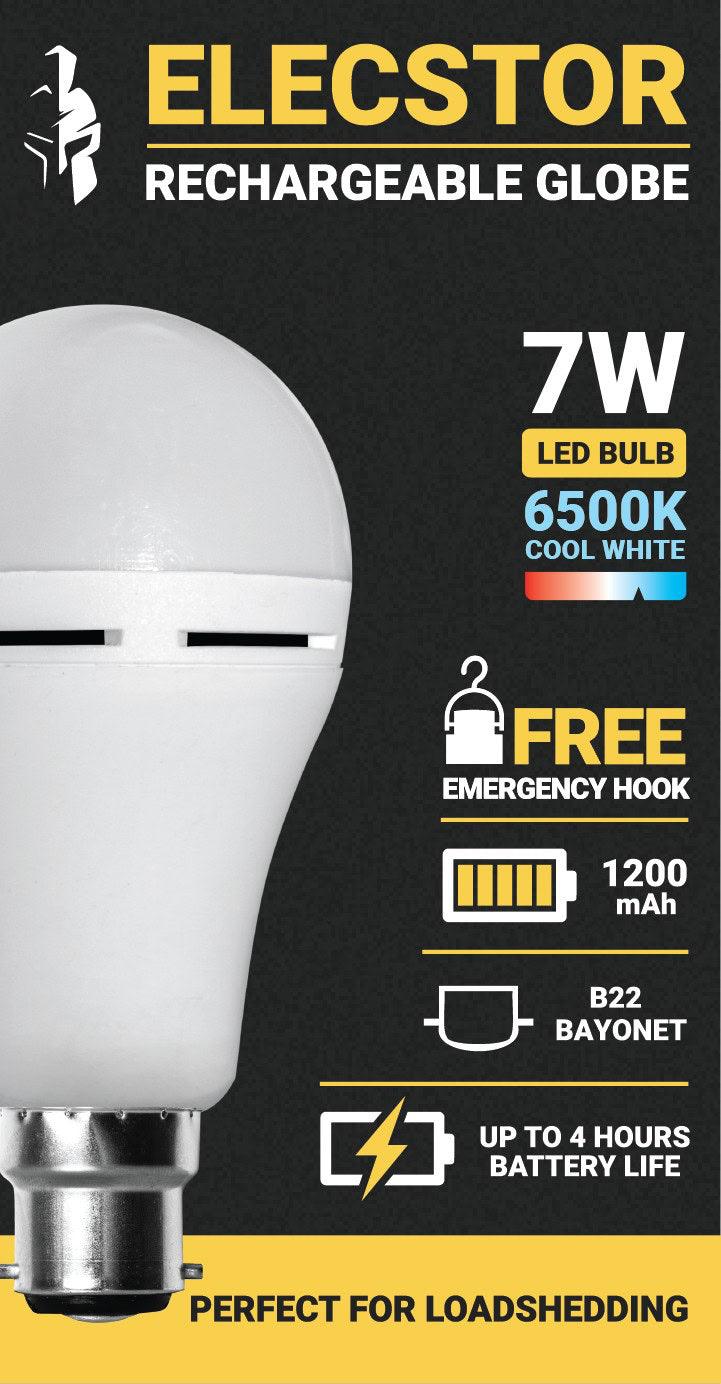 Elecstor B22 7 W Rechargeable Cool White - Livestainable.co.za