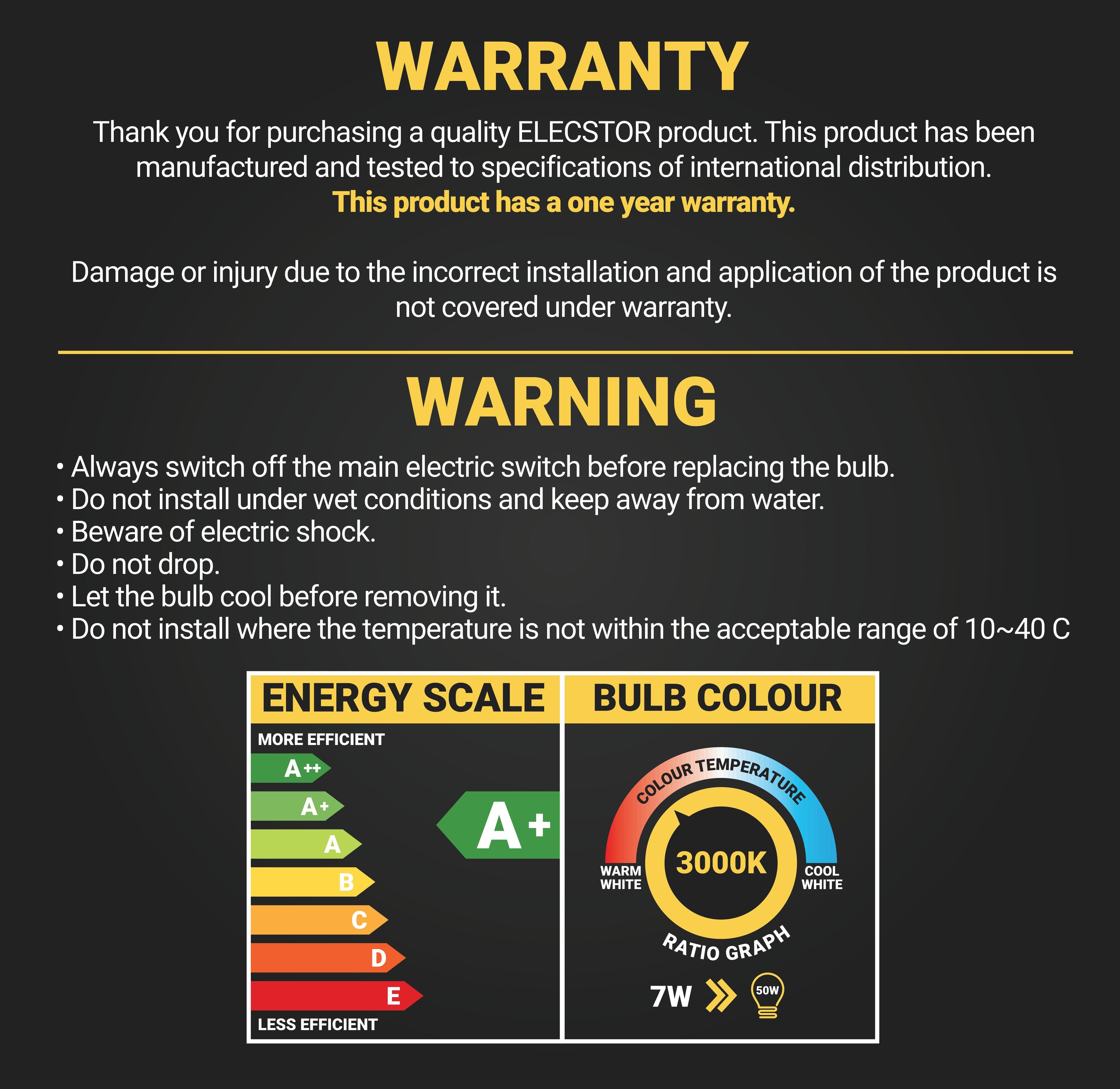 Elecstor B22 7 W Rechargeable Warm White 4 Pack - Livestainable.co.za