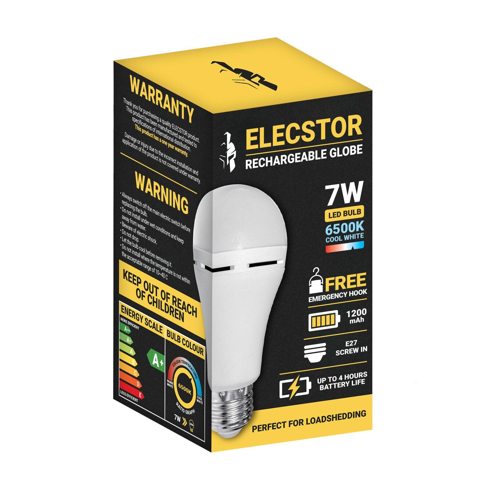 Elecstor E27 7 W Rechargeable Cool White - Livestainable.co.za