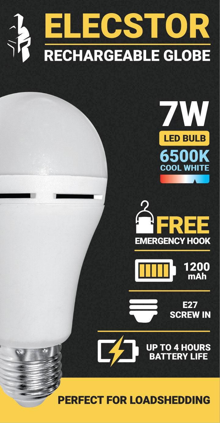 Elecstor E27 7 W Rechargeable Cool White - Livestainable.co.za