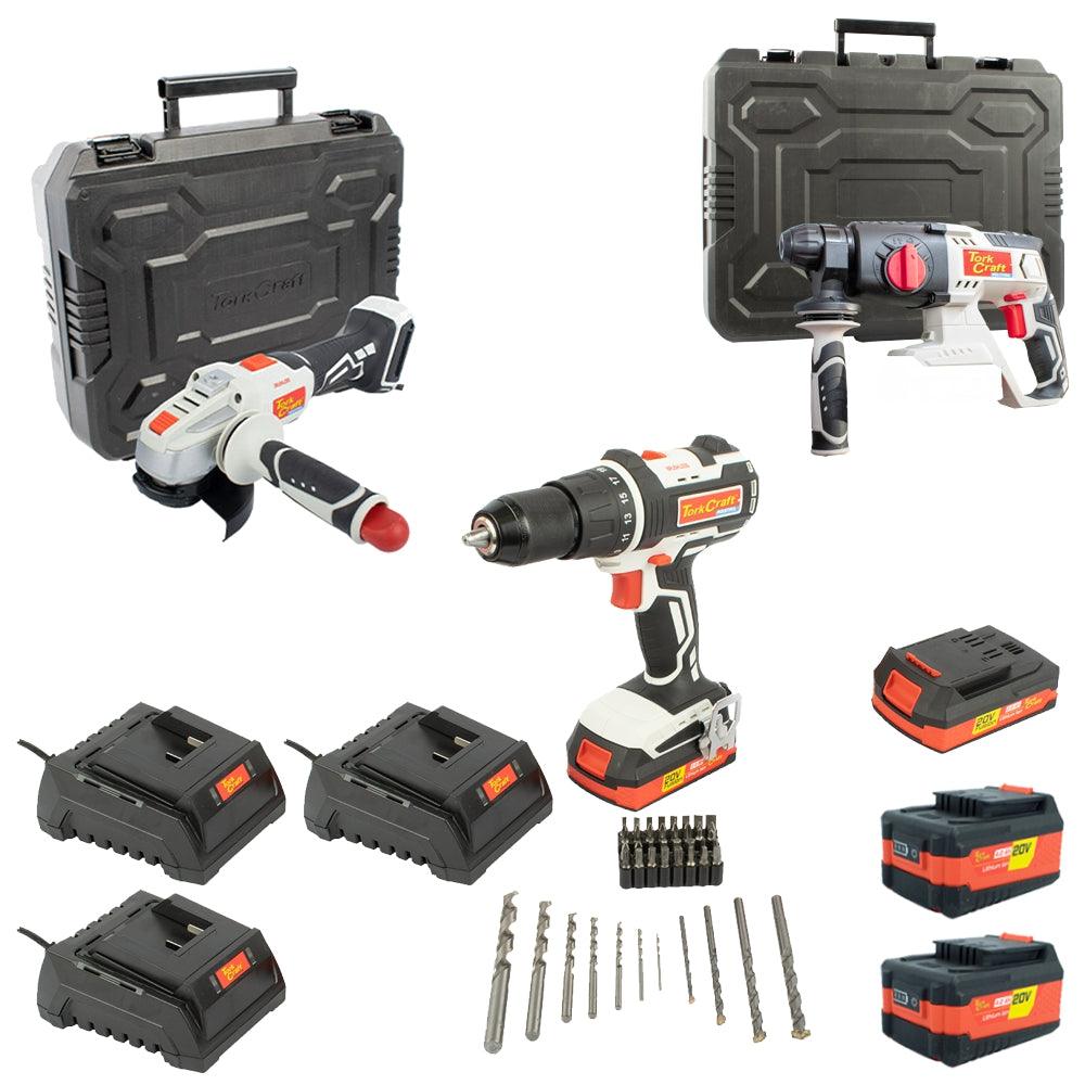 115 Angle Grinder And Rotary/ Imp Drill Set Std Charger And Bat - Livestainable.co.za