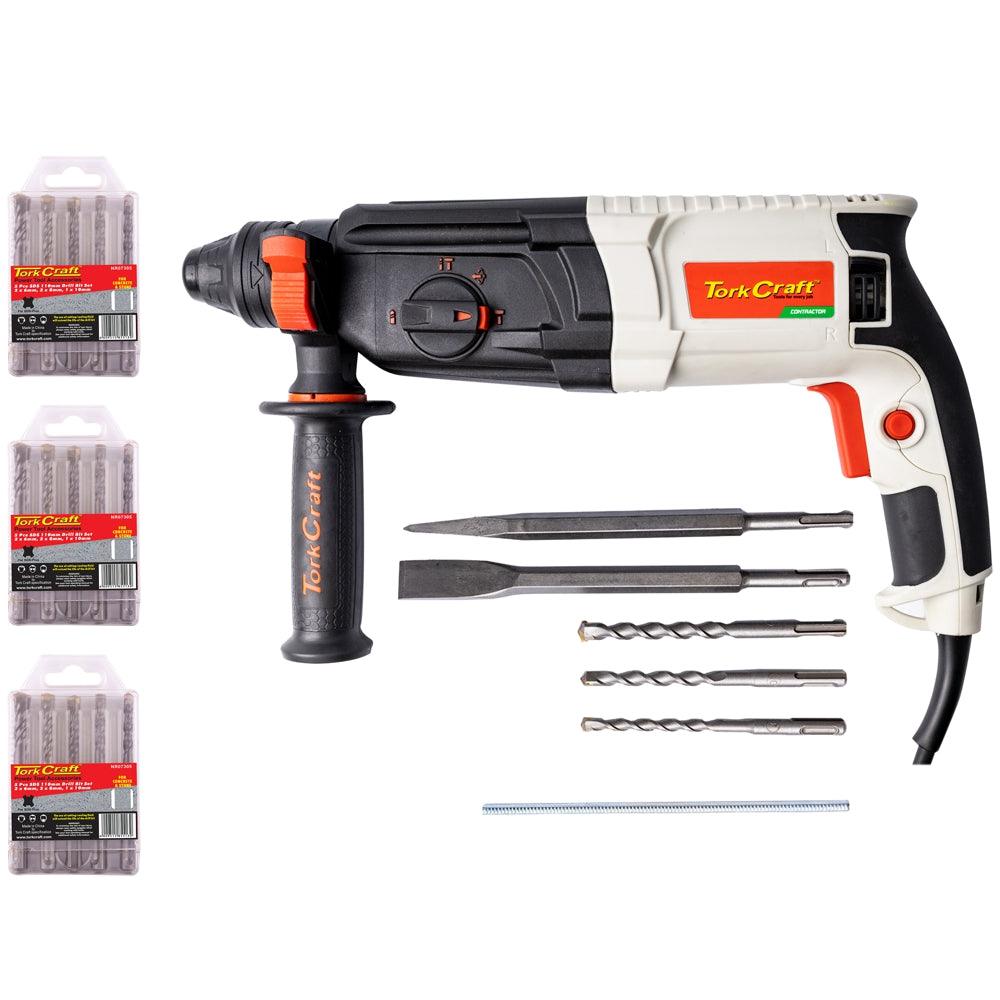 Rotary Hammer 800 W Sds Tcrh0800 C/W 5 Pc Sds Drill Bit Set X 3 Nr07305 - Livestainable.co.za