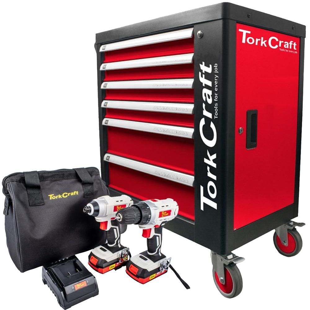 6 Drawer Roller Tool Cabinet 184 Pc Tc620050 C/W Drill & Impact Driver - Livestainable.co.za