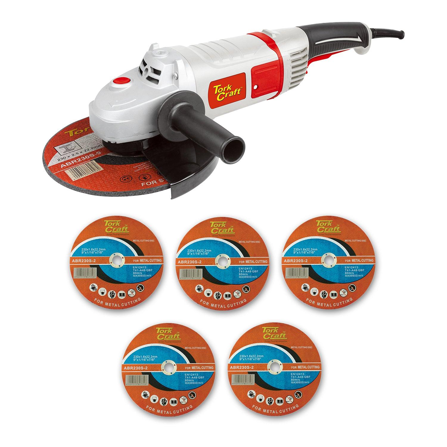 Angle Grinder 230 Mm Tcag0230 C/W Combo105 230 Mm Steel Cutting Discs - Livestainable.co.za