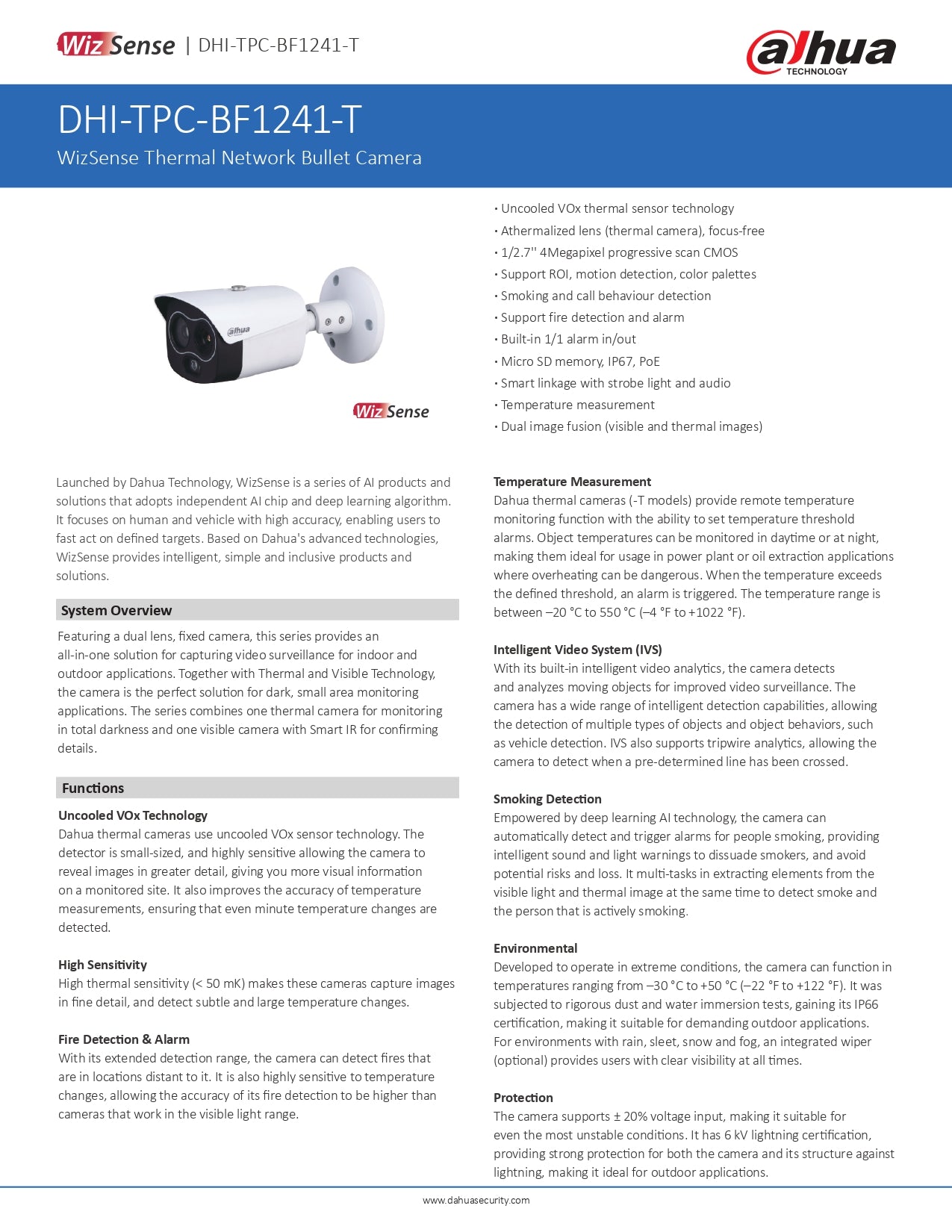 Dahua Thermal Camera 4MP With Fire Detection - (10MM)