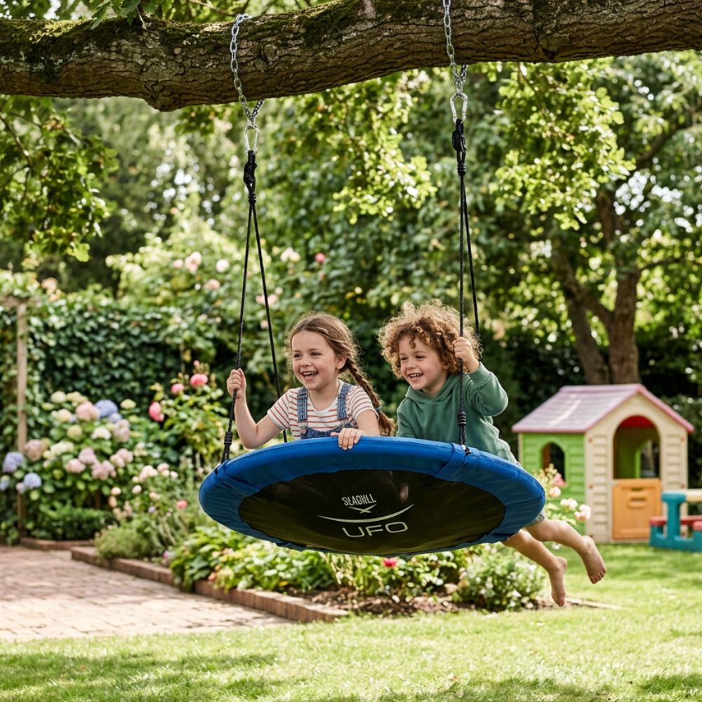 Seagull Giant Ufo Swing 100cm
Size: 100x150/180 (H) Cm Powder Coated Steel Tube With Adjustable Hang Rope
Covered In 600 D Oxford Mat + Pp Net Padding 10mm Epe
Maximum User Weight 45kg