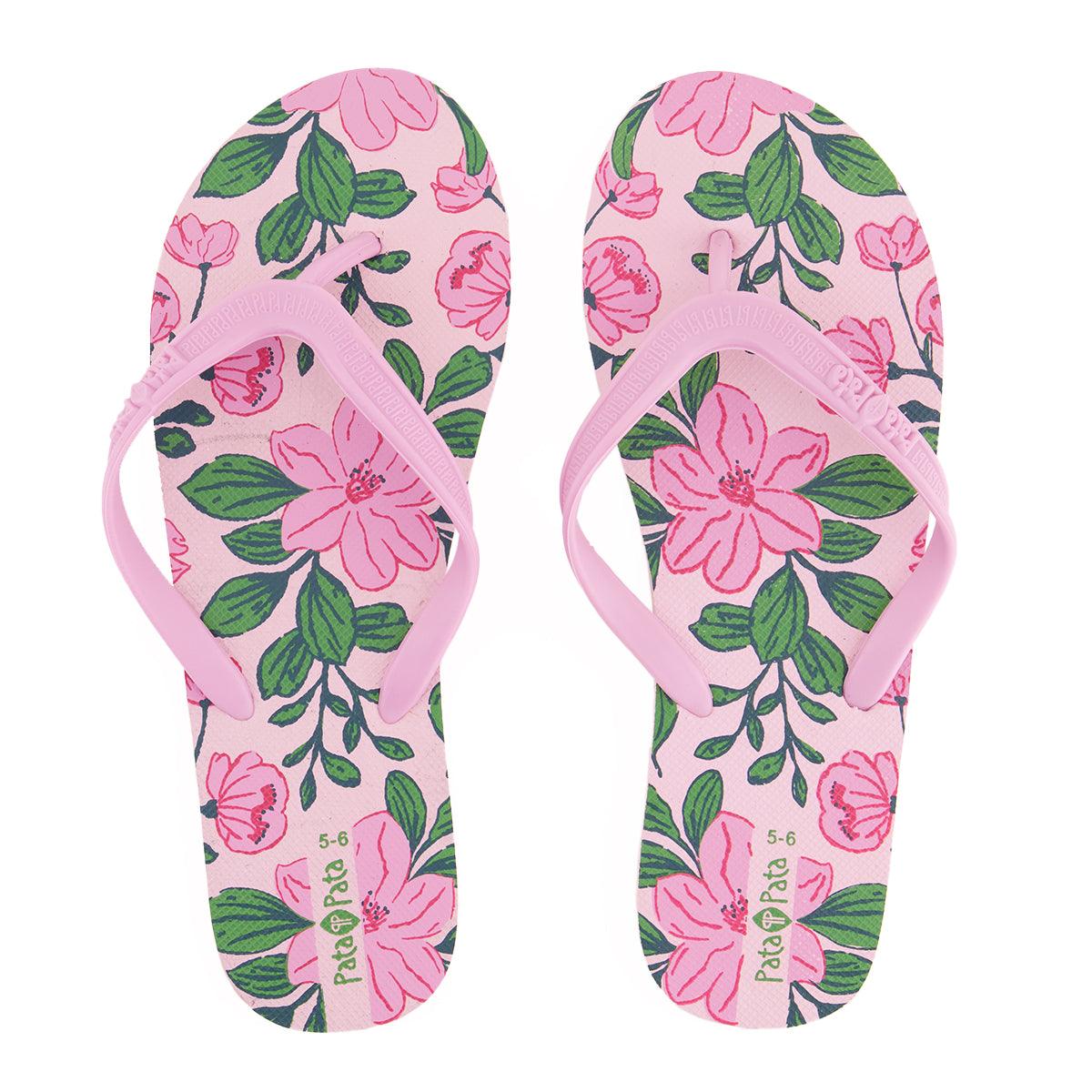 Pata Pata Ladies Flip Flops Pink Floral Size 7/8 - Livestainable.co.za