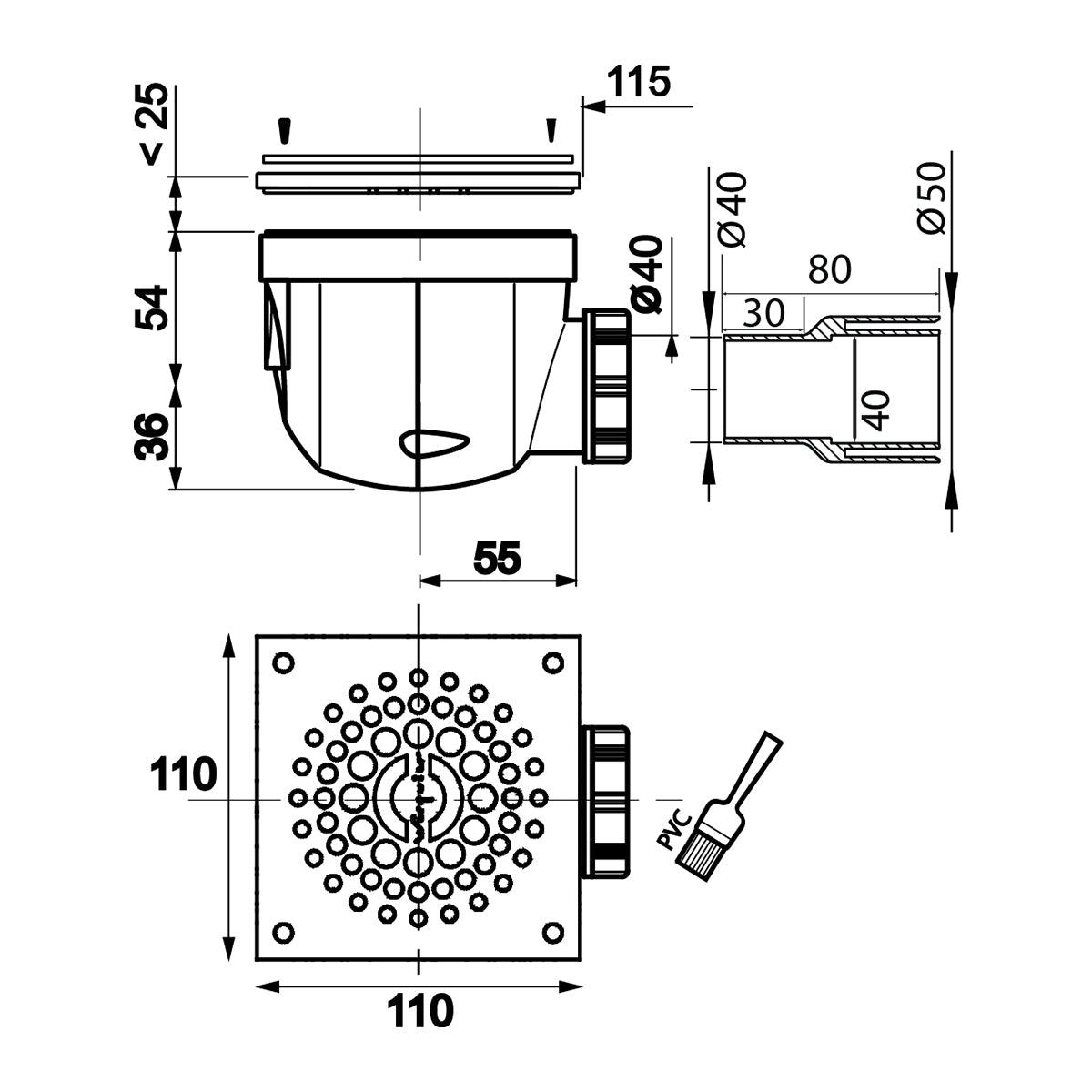 Wirquin Shower Trap Twisto Square Ii (Box) - Livestainable.co.za