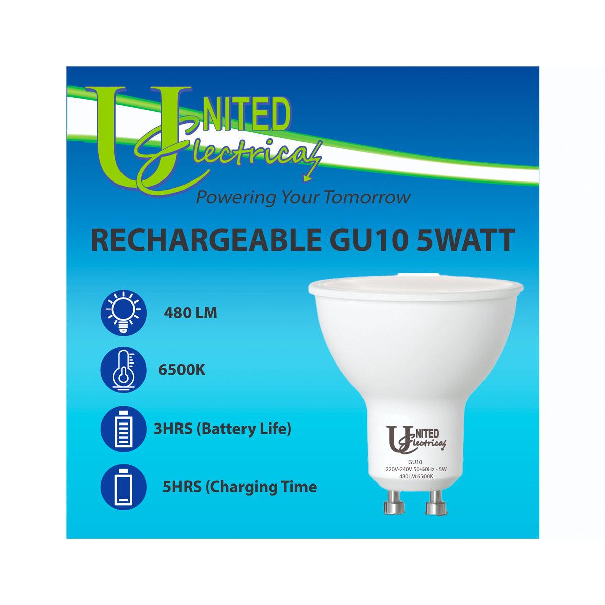 United Electrical Globe Rechargeable Gu10 5 W - Livestainable.co.za