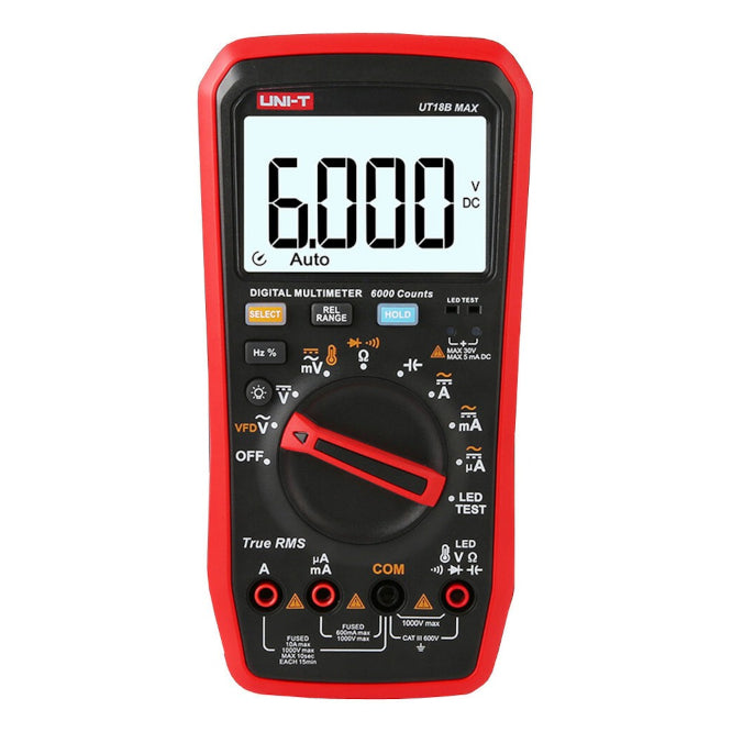 True Rms Digital Multimeter 6000 Count Cat Iii 1000 V Ut18 B Max