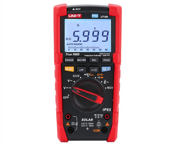 Multimeter T/Rms, Pv, 1.7 Kv Dc, 3 Ka Ac Ip65 Ut196