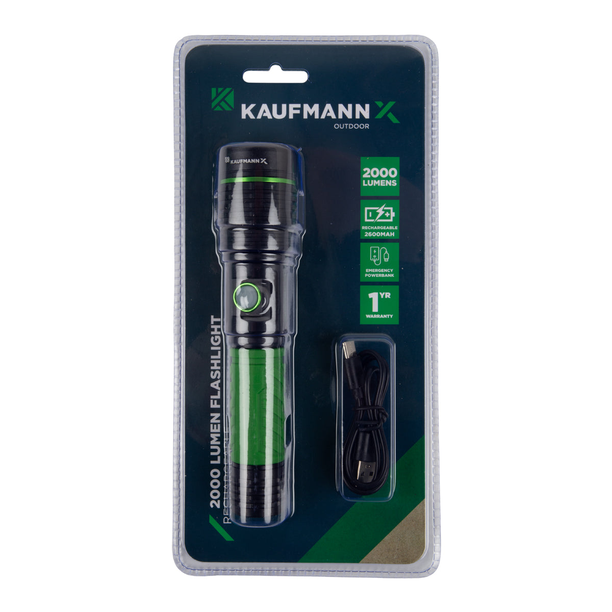 Kaufmann X 2000 Lumen Rechargeable Flashlight