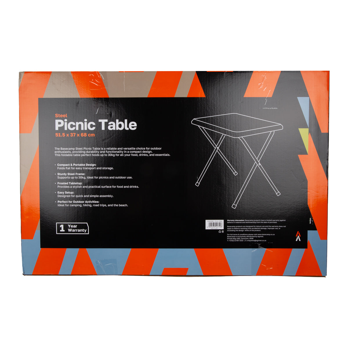 Basecamp Picnic Table Steel Size 51.5 X37 X68 Cm