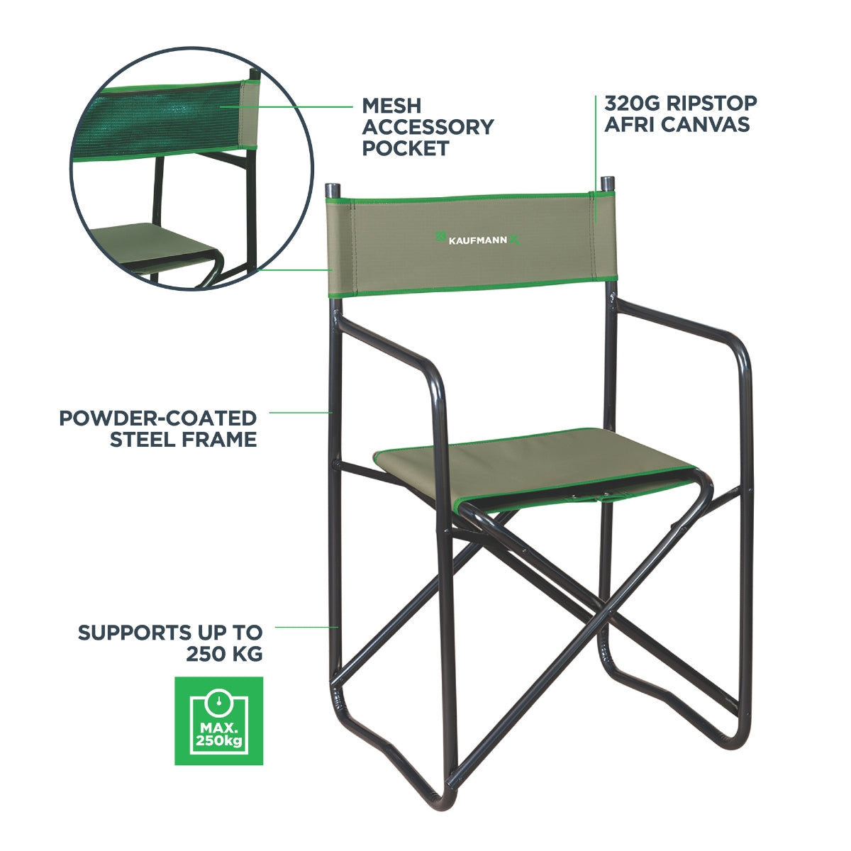 Kaufmann X Afri Canvas Director Chair Half Back