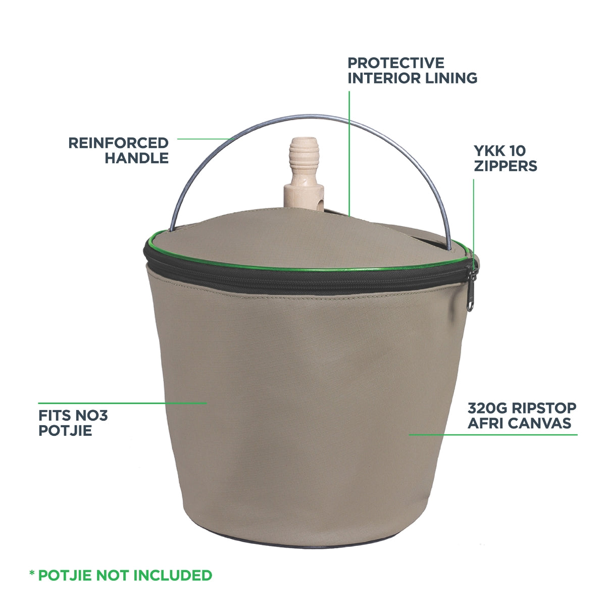 Kaufmann X Afri Canvas Potjie Pot Bag 3 Leg