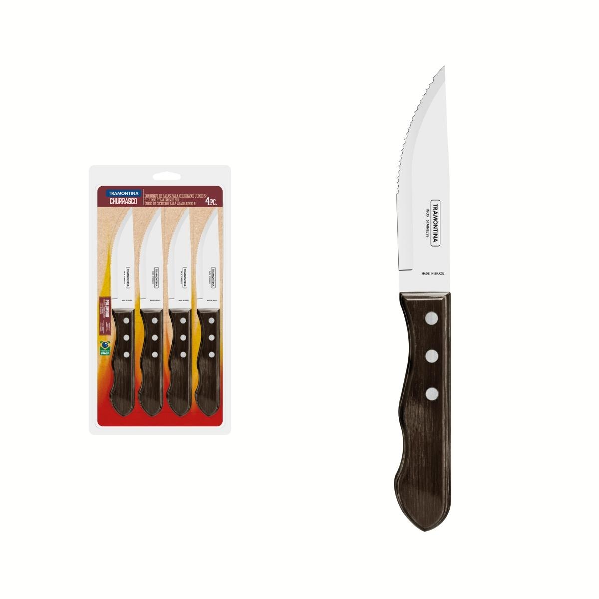 Tramontina Steak Knife Jumbo Set Brown 4 Pc Boxed