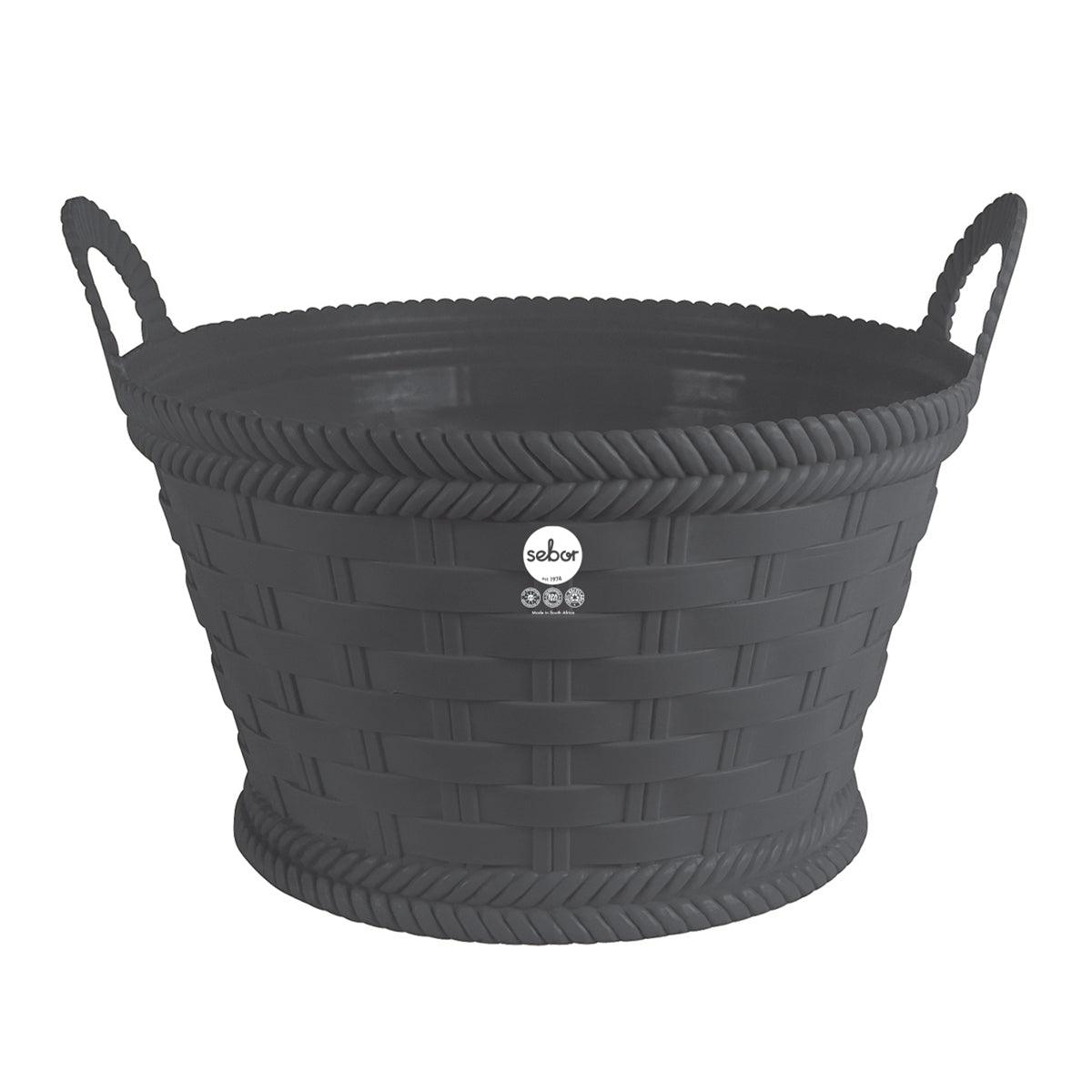 Sebor Trug Woven Basket 44 Cm Charcoal - Livestainable.co.za