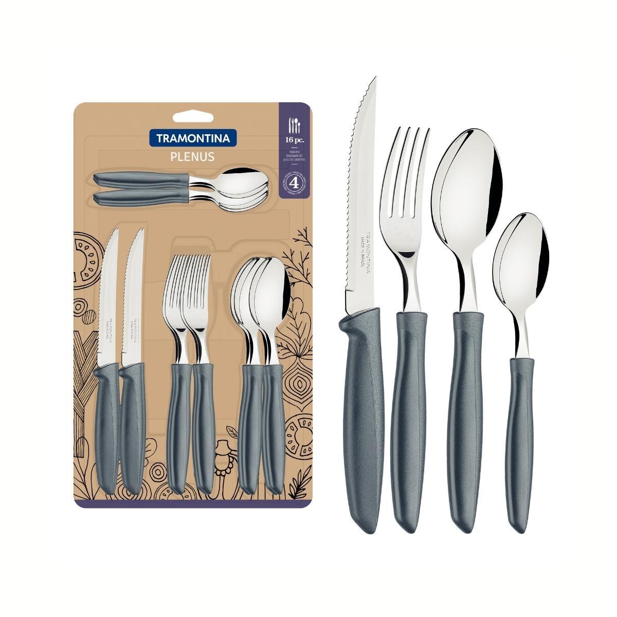 Tramontina Cutlery Set Plenus Grey 16 Pc Bp - Livestainable.co.za