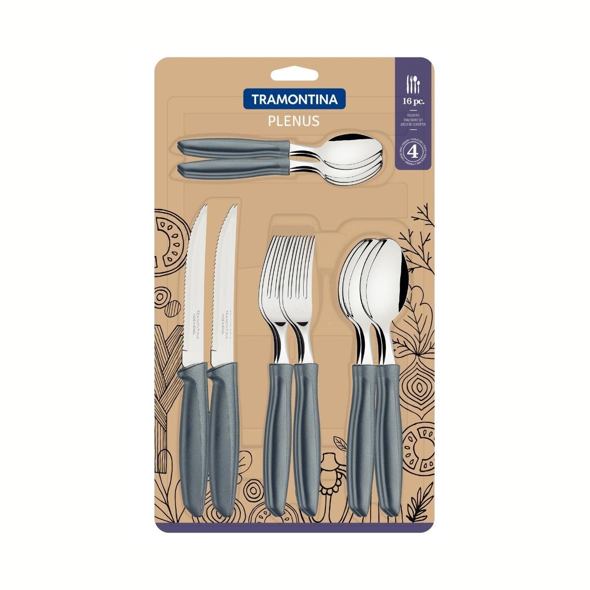 Tramontina Cutlery Set Plenus Grey 16 Pc Bp - Livestainable.co.za