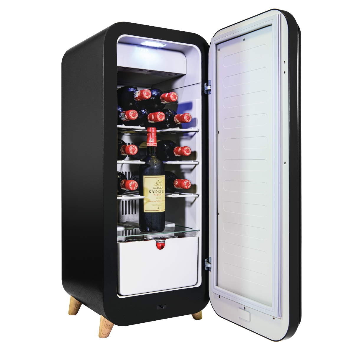 SnoMaster - 14 Bottle Solid Door Single Zone Retro Wine Cooler - Black (VT-19DBPRO)