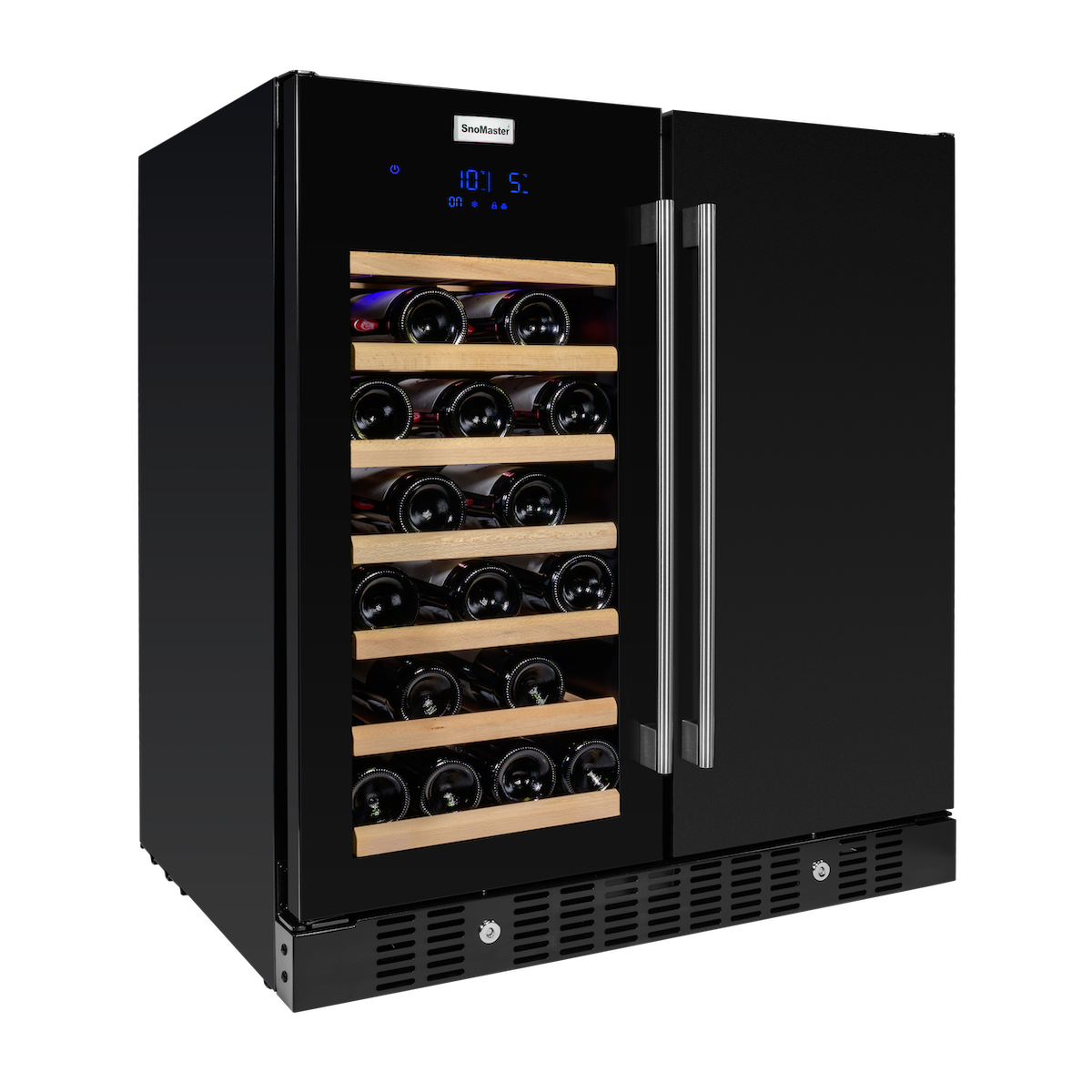 SnoMaster - 34 Bottle + 95L Pro Series Double Door Wine/Beverage Cooler - Black (VT-19DPRO(BLACK))