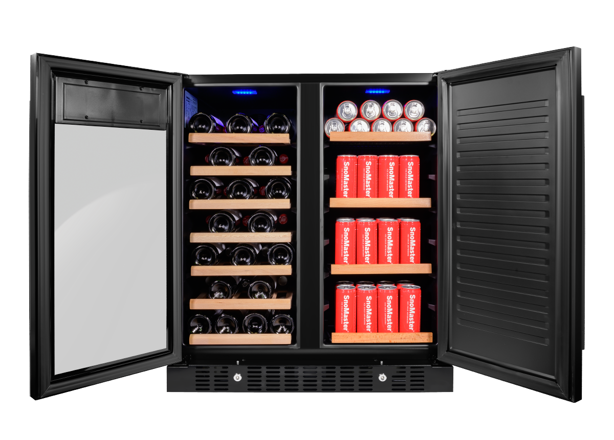 SnoMaster - 34 Bottle + 95L Pro Series Double Door Wine/Beverage Cooler - Black (VT-19DPRO(BLACK))