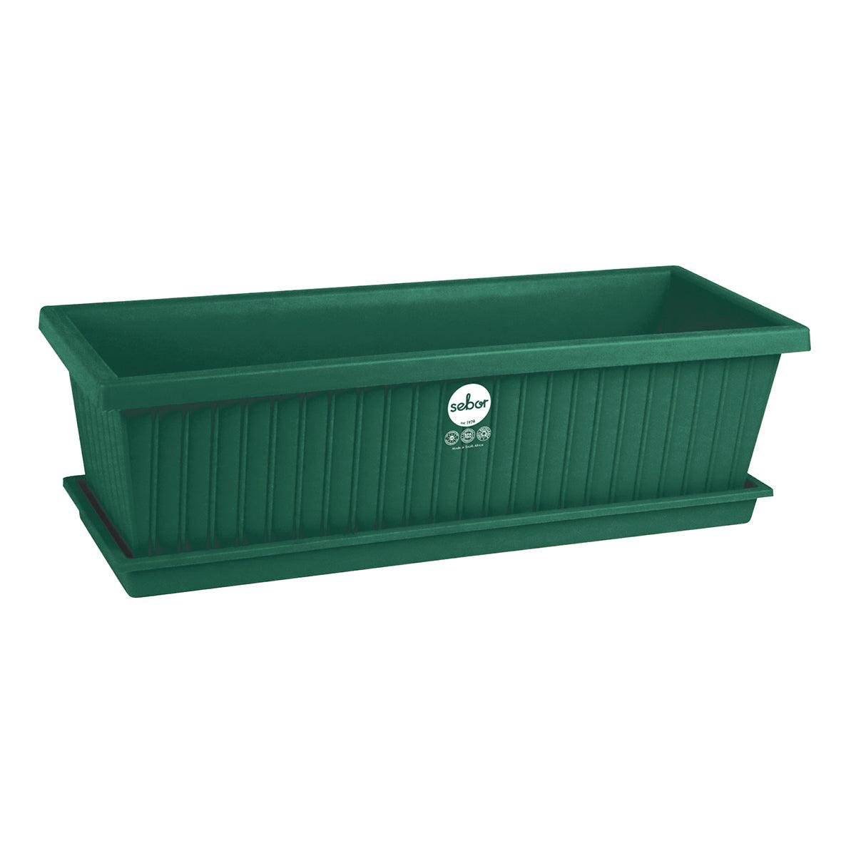 Sebor Window Box & Saucer Set 50 Cm Green - Livestainable.co.za