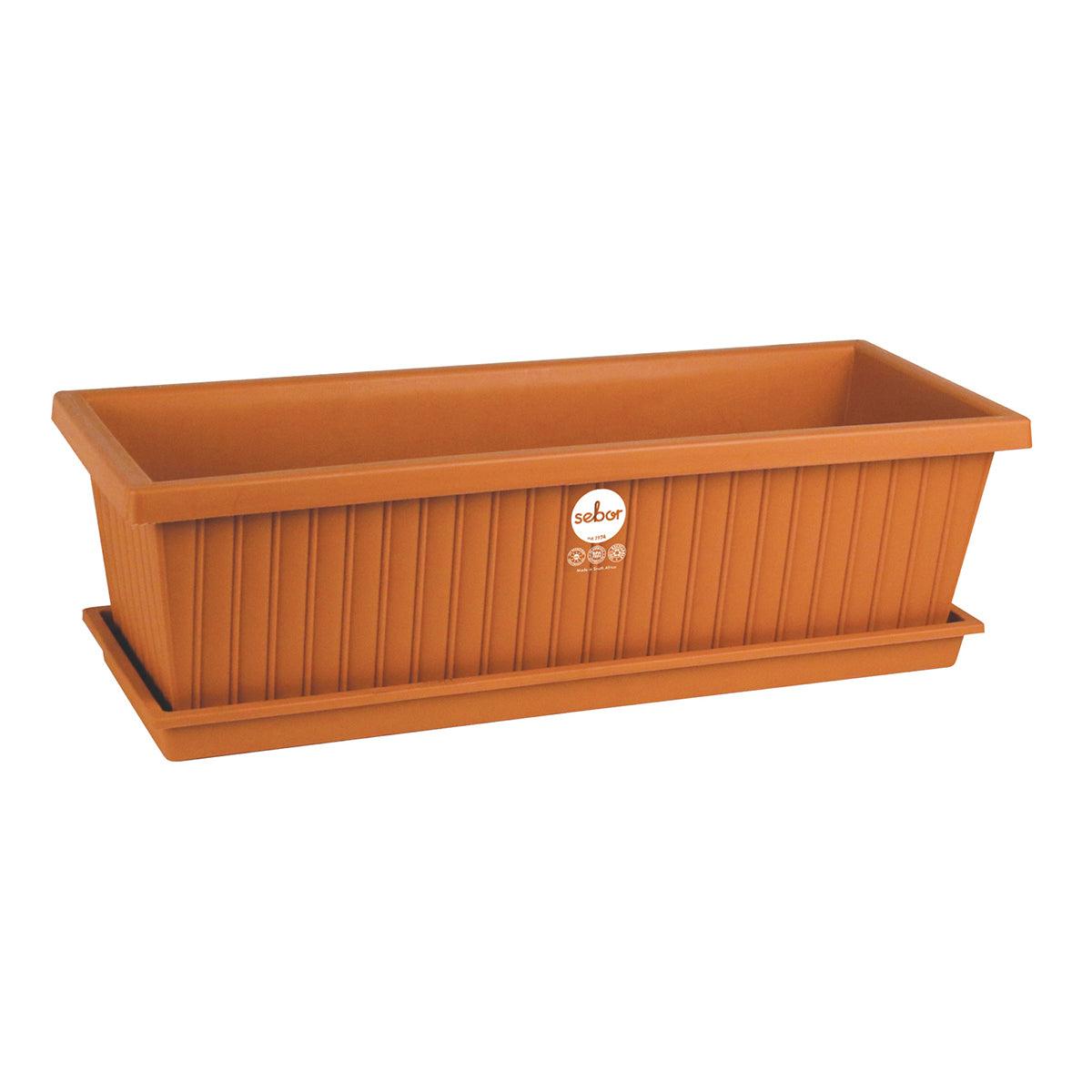 Sebor Window Box & Saucer Set 50 Cm Terracotta - Livestainable.co.za