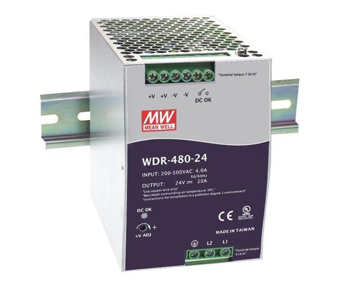 Power Supply D/R I=380 V 1 Ph O=24 V 20 A Wdr 480 24 - Livestainable.co.za