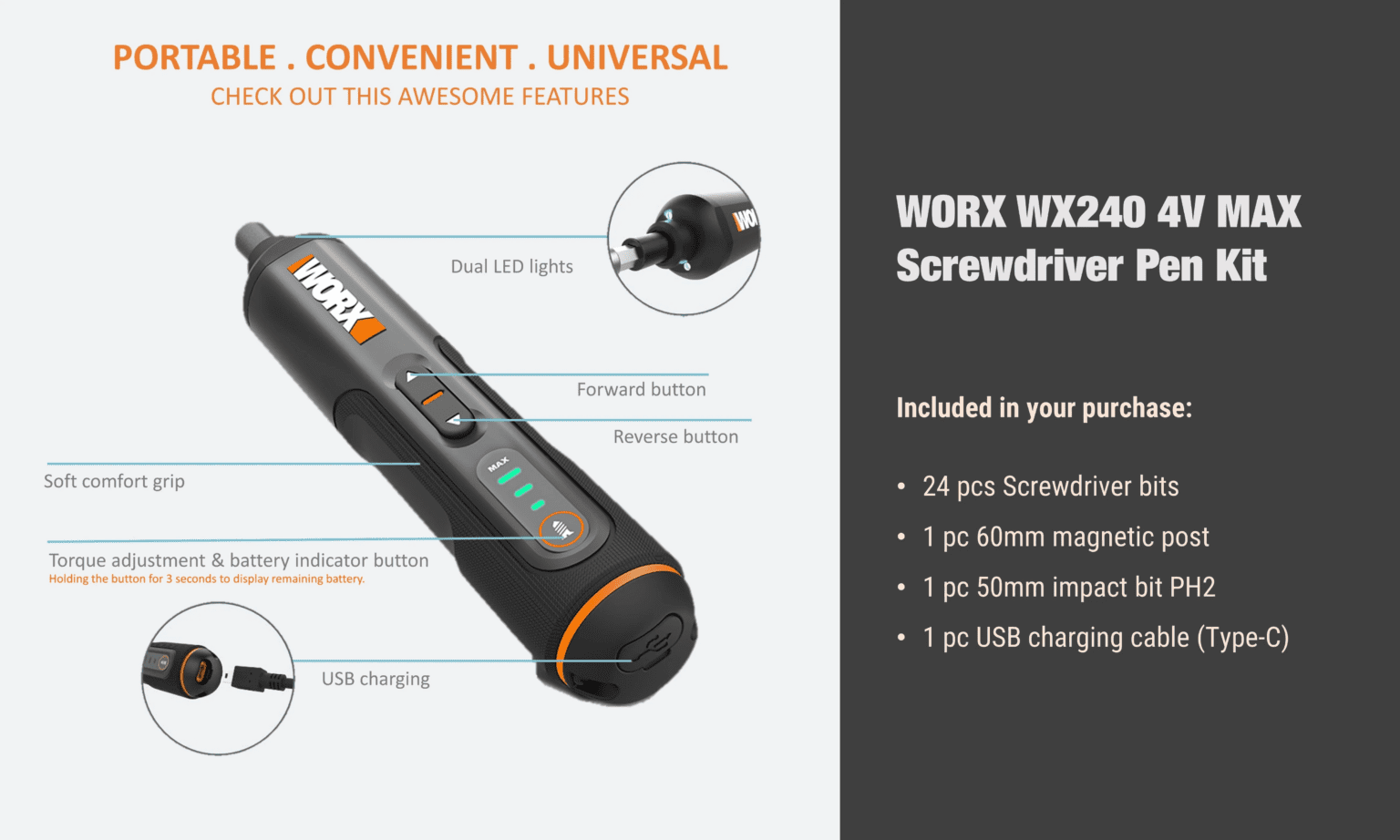 Portable Screwdriver Pen Cordless 300RPM 4V | KIT