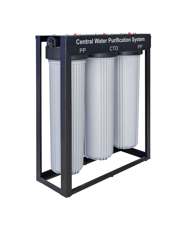 3 Stage Big Blue Water Filter With Cartridges (On Stand) Grey And Black