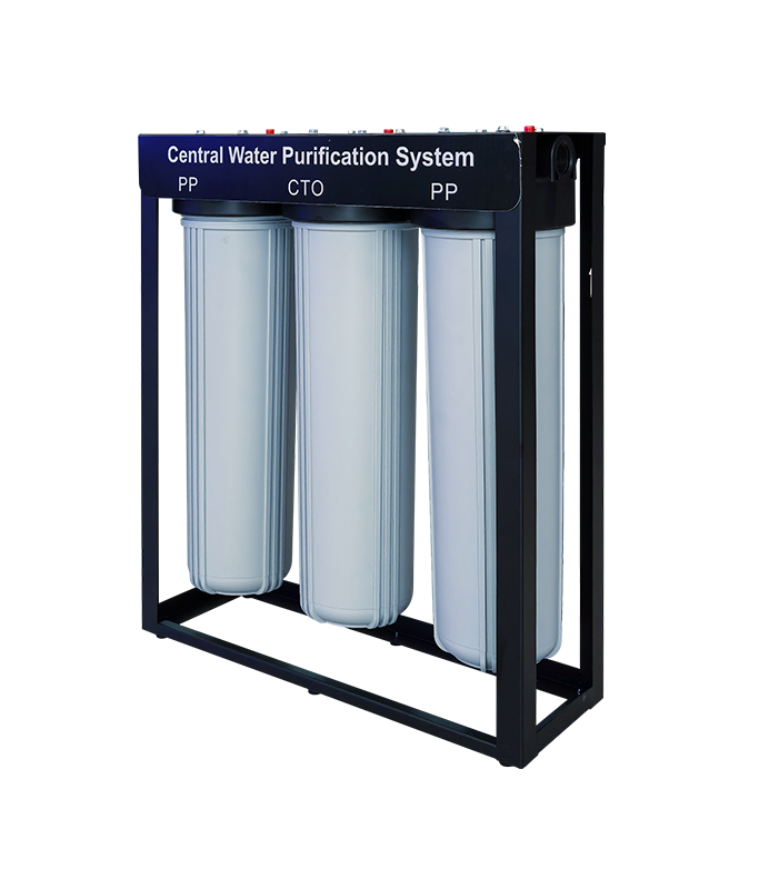 Grey 3 Stage Big Blue Water Filter With Cartridges (On Stand)