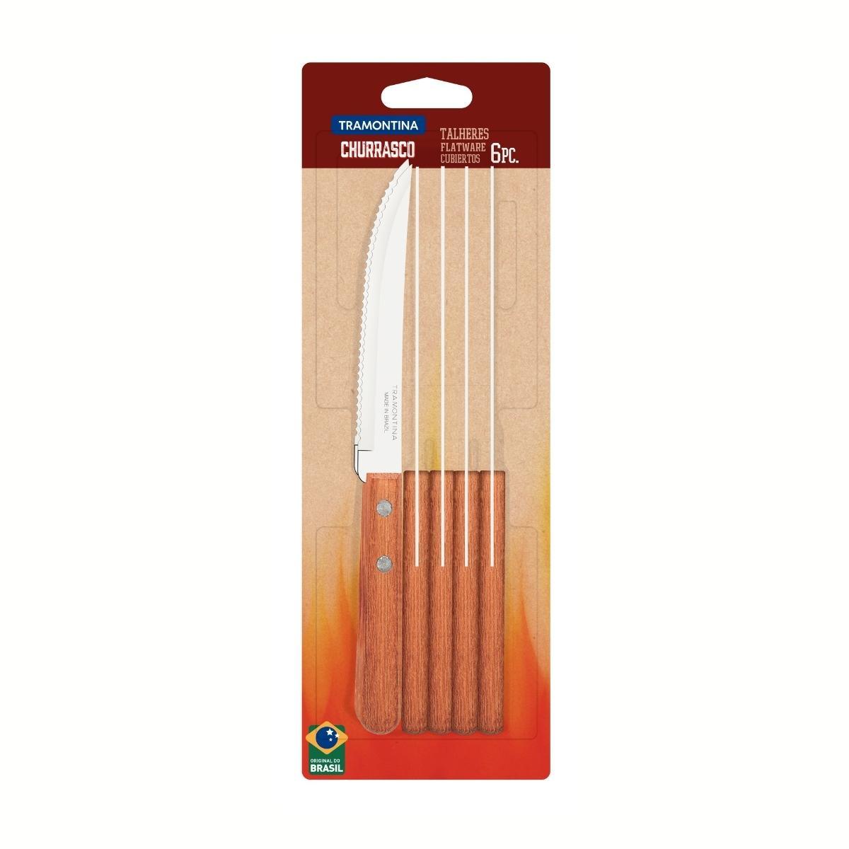 Tramontina Steak Knife Set Natural Wood 6 Pc Bp - Livestainable.co.za