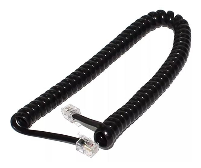 Curly Cord Cable / Lead Black 4 C St 2 M 2x Rj09 Rj9 4 P4 C