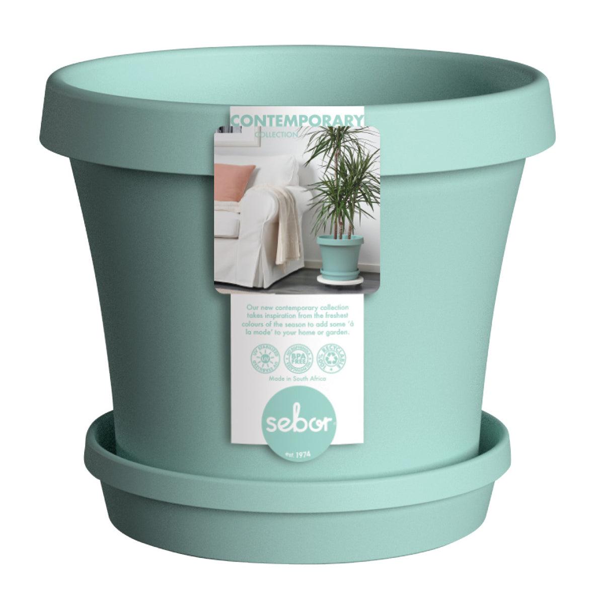 Sebor Super Pot & Saucer Set 20 22 Cm Teal - Livestainable.co.za