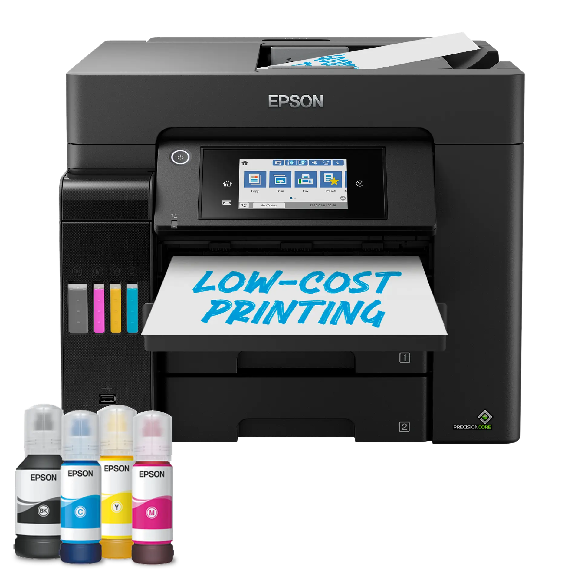 32ppm Mono/Clr A4 Print Scan Copy Fax Wi Fi/Wi Fi Direct Ethernet Auto Duplex Print Incl 1 Set Ink Bottles