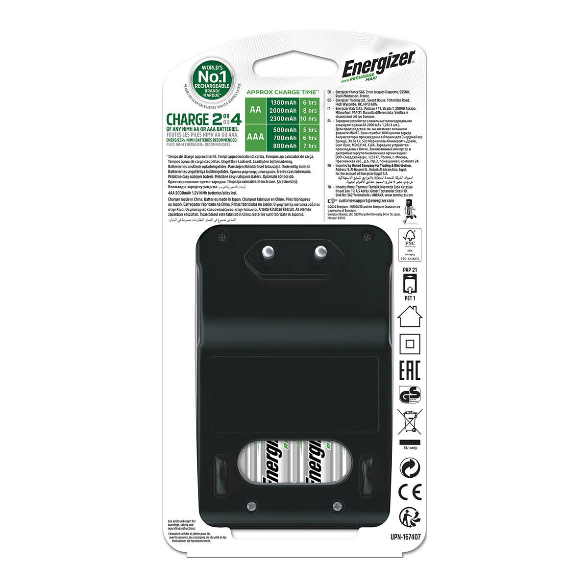 Energizer Battery Charger Maxi Incl 4 Xaa 2000 Mah - Livestainable.co.za