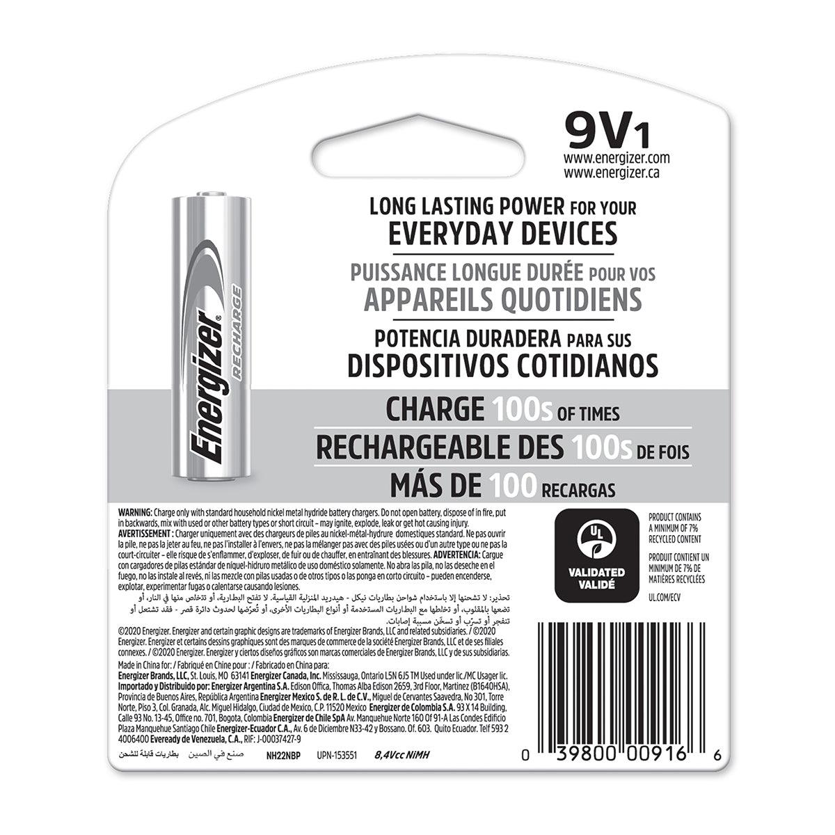 Energizer Battery Rechargeable 9 V 1 Pack - Livestainable.co.za